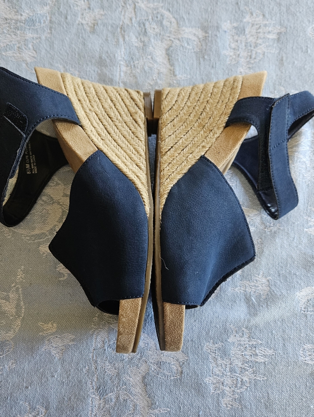 Aerosoles Espadrille Navy Wedge Sandals-with Adjustable Straps Size 8.5 - Picture 6 of 8